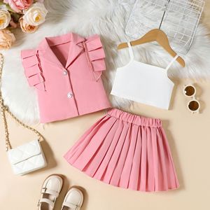 Nuovo Completo per Bambine: Top Canotta e Gonna Plissettata, <span class=keywords><strong>Abbigliamento</strong></span> <span class=keywords><strong>Trendy</strong></span> per Bambini, Vestiti per Neonati, Outfit per Bambine e Bimbe Piccole - Product Image 4