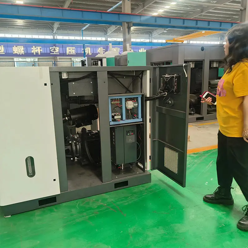 Kompresor udara putar sekrup putar tanpa minyak industri portabel langsung kompresor efisiensi tinggi untuk industri tekstil