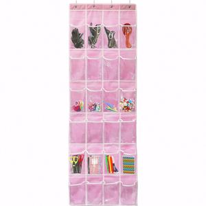 24 Grid Pink Transparent Pocket <b>Shoe</b> Cover <b>Storage</b> Closet Rack Hanging Door Rear Hanging Bag - Product Image 3