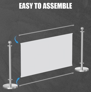 Barriera per Gestione Folla con Banner Pubblicitario Retrattile per Esterni, Recinzione per Attività e Controllo Code - Product Image 5