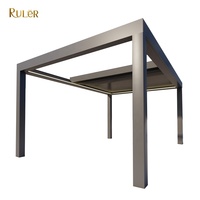 Pergola bioclimatique automatique de jardin extérieur avec toit à lamelles motorisé rétractable à LED, pergola en aluminium