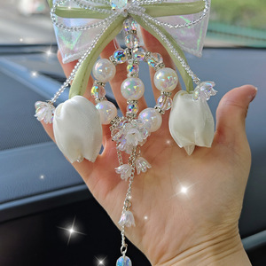 Nuovo Ciondolo a Forma di Tulipano con Fiocco, Accessorio per Interni <span class=keywords><strong>Auto</strong></span>, <span class=keywords><strong>Regalo</strong></span> per Donne, Idea <span class=keywords><strong>Regalo</strong></span> per le Festività - Product Image 6