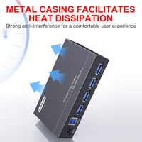 Hub USB 3.0 de 4 Puertos con Alimentación, 5Gbps, 9-24V, Máx. 2.4A/Puerto, Hub Metálico Industrial para Pruebas de Dispositivos, Sipolar A-4U30