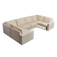 Ensemble de canapés modulaires en tissu crème de luxe moderne personnalisable, canapé inclinable électrique, ensemble de meubles de salon, canapé nuage