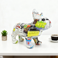 Figurine de chien pop art créative pour la maison, le bureau, le salon, artisanat pop art, bouledogue français coloré en résine, décoration d'intérieur