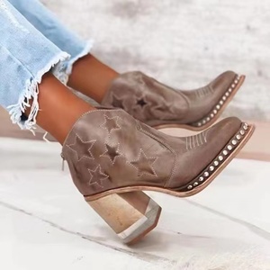 J&amp;H 2025 <strong>Italian</strong> Design Vintage Chunky Shoes with Rivets Big Size Fashion Embroidery <strong>Leather</strong> <strong>Ankle</strong> <strong>Boots</strong> for <strong>Women</strong> - Product Image 6