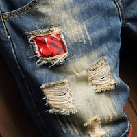 Shorts en jean déchirés mi-longs pour homme, style streetwear, tendance, marque unique, effet usé, coupe ample, grande taille, été