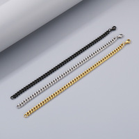 Bracelet cubain pour hommes à la mode Double face poli Simple chaîne simple forme géométrique accessoire bijoux à la mode