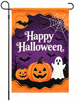 Drapeaux de jardin personnalisés pour Halloween, bannières de décoration extérieure, polyester imprimé numérique haute résolution double face