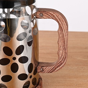 Personnalisé et vente en gros poignée de <span class=keywords><strong>grain</strong></span> de bois cafetière en verre borosilicate théière cafetière presse française - Product Image 5