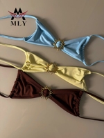 Maillots de bain de marque privée, ensemble bikini de luxe personnalisé avec anneau métallique Sunshape, micro-maillots de créateur pour femmes, vente en gros