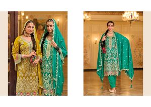 Nouveaux costumes de mariage Punjabi tendance, design de créateur, en soie avec broderies, exportés d'Inde - Product Image 4