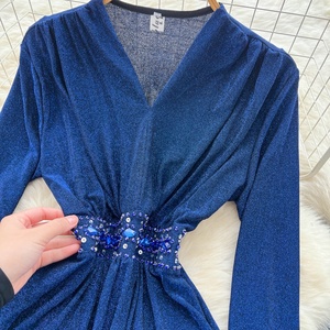 Abito Elegante <span class=keywords><strong>da</strong></span> Donna con Paillettes, Scollo a V e Maniche a Lanterna - Product Image 5