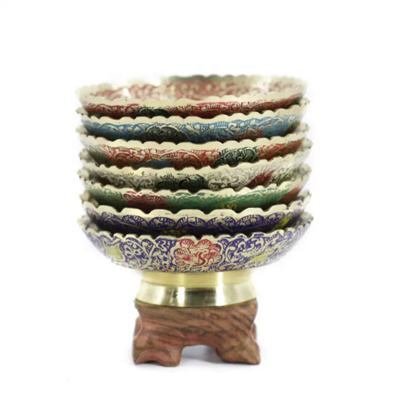Tigela de cobre para água alívio, tibetana, material budista tibetano, oferta de água, tigela, prato para presente de casa, artesanato decorativo
