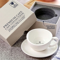 Conjunto Moderno de Xícara e Pires de Cerâmica para Cappuccino 250mL com Logotipo Personalizado, Empilhável, Resistente ao Calor, Lavável na Máquina de Lavar Louça, Utensílios de Café