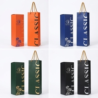 Caja de Regalo Autoarmable de Cartón Corrugado Kraft para Vino Tinto, Diseño Moderno y Personalizado, con Bolsa de Transporte de Alta Gama, Ventana para Una o Dos Botellas de 2mm