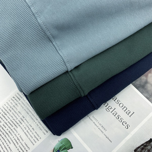 Morandi 380g Terry Triangle Neck Anti-Wrinkle Cotton <strong>Vests</strong> <strong>for</strong> <strong>Men</strong> Women Haze Blue Drop Shoulder Overside <strong>Long</strong> <strong>Sleeve</strong> Winter - Product Image 3