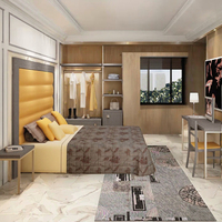 Ensemble de meubles de chambre à coucher pour hôtel 4 étoiles moderne, panneaux en bois, pour des chambres contemporaines élégantes