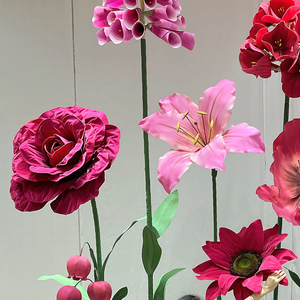 <span class=keywords><strong>L</strong></span>-057 Ensemble de <span class=keywords><strong>fleurs</strong></span> géantes faites à la main personnalisées, <span class=keywords><strong>fleurs</strong></span> géantes sur pied, grandes compositions florales artificielles pour la décoration de mariage - Product Image 5