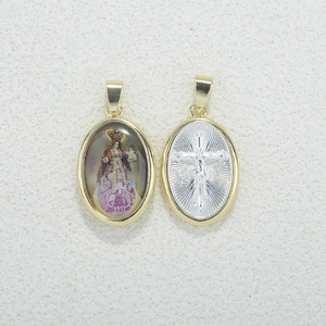 Pendentif Jésus 3D double face, Notre-Dame de <span class=keywords><strong>Fatima</strong></span>, Enfant Jésus, argent, plaqué or 14 carats, croix géante, collier religieux chrétien - Product Image 3