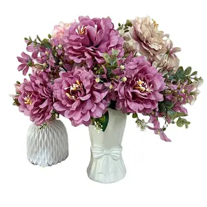 Fabrik Großhandel Hersteller Direktverkauf 7-Kopf mittlere Rose künstliche romantische Hochzeitszubehör Seide künstlich
