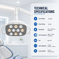 Lampe LED dentaire sans ombre pour fauteuil dentaire, clinique, traitement chirurgical, éclairage
