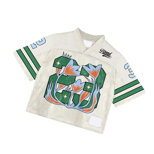 Women Oversized Mesh <b>Football</b> Jersey V Neck Printed Short Sleeve Breathable Polyester Vintage Graphic Streetwear Sports Top - Product Image 2