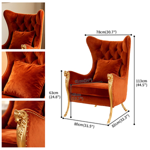 Fauteuils de salon italiens modernes et luxueux en velours à dossier haut avec pieds en métal pour patio intérieur - Product Image 6