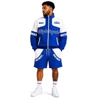 Ensemble de survêtement décontracté pour homme OEM ODM, coupe régulière, imperméable, coupe-vent, respirant, en nylon, couleur unie, pour l'automne