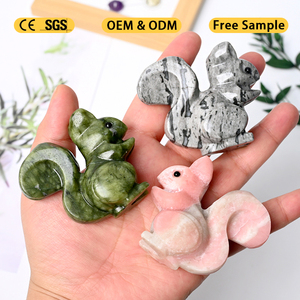 สินค้ามาใหม่ งานแกะสลักสัตว์จากอัญมณีธรรมชาติ รูปปั้นกระรอกแกะสลักจากคริสตัลสำหรับตกแต่ง - Product Image 3