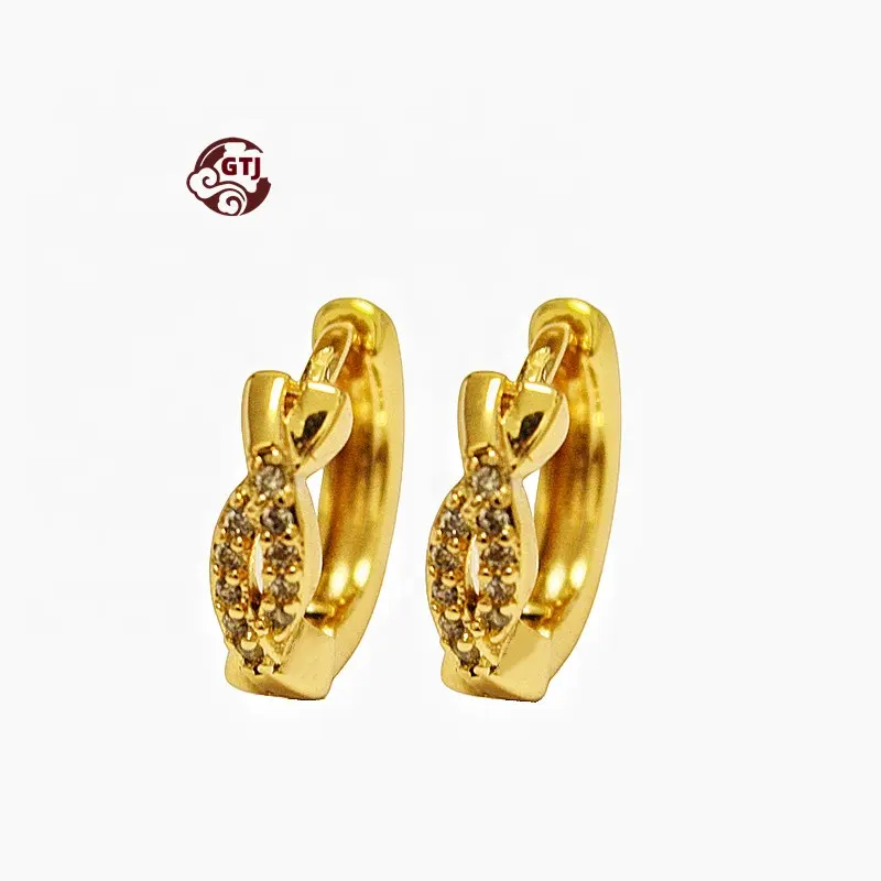 Boucles d'oreilles géométriques simples et à la mode, bijoux en laiton doré 18K pour fille