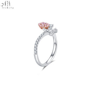 Anillo de Diamantes Rosados Hecho a Mano con un Diseño Exquisito y Avanzado, Oro Blanco Sólido de 18K, Diamante Natural Real, Anillo para Mujer - Product Image 4