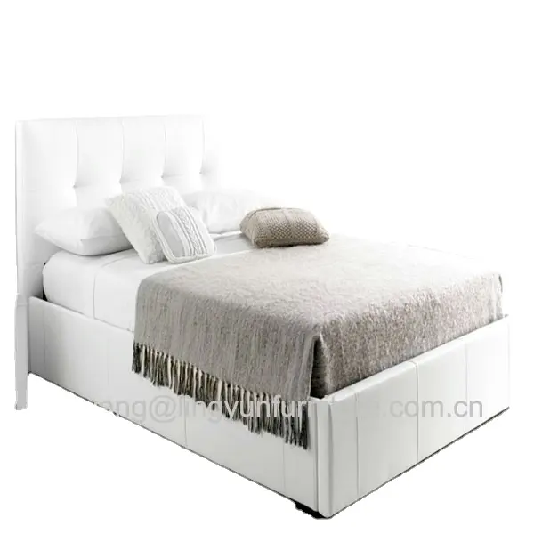 नई डिजाइन असबाब सफेद पु बिस्तर के साथ क्रिस्टल रानी आकार