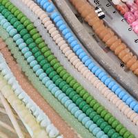 Perles rondes plates en verre cristal multicolores 4*8mm pour la fabrication de bijoux DIY Jaune Orange Blanc Violet Rose Vert