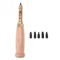 Ensemble d'outils en cuir pour travaux manuels, poinçon, vis, perceuse à livre amovible, automatique, avec 6 tailles de pointes de 1,5 à 4 mm