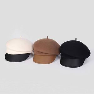 High End <b>Hat</b> Women Fall Winter Wool Stereotyped Baseball <b>Hat</b> Ladies Temperament Fashion Women Beret <b>Hat</b> Leather Eaves Sports Cap - Product Image 4