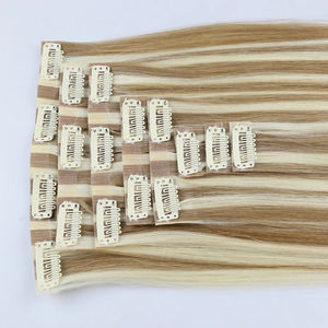 Extensions de cheveux à clipser de qualité supérieure, 100% cheveux humains, double épaisseur, cheveux vierges russes, lisses et ondulés pour tissage Genius - Product Image 1