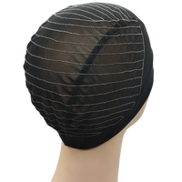 Bonnet de Perruque en Maille Noire 13x4 de Haute Qualité, Casquette Réglable avec Ligne Blanche, Dôme en Maille Élastique pour la Fabrication de Perruques