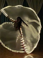 Nouvelles ailes lumineuses LED or/argent, accessoires de performance pour la danse du ventre, imprimé numérique, 100 % polyester pour femme, pour la scène