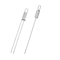LANGKAI Brochettes de barbecue en acier inoxydable de 13/15 pouces, logo personnalisé, réutilisables, accessoires pour barbecue au charbon de bois, ensembles d'outils à double fourchette, résistants à la chaleur