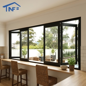 Finestra Pieghevole Orizzontale Moderna Personalizzata con Zanzariera e Tenda a Rullo, <span class=keywords><strong>Finestre</strong></span> Antiuragano in Lega di Alluminio <span class=keywords><strong>per</strong></span> Villa - Product Image 1