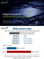 JINFLY Thumb Drive Flash Disk, Stik Usb 256gb 3.0 2.0 grosir kustom Stik Usb memori Flash 32gb