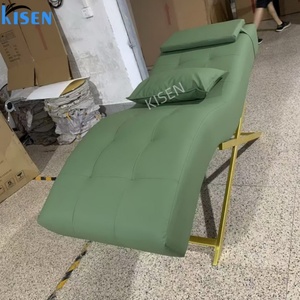 Kisen Luxury Salon Furniture Foldable White Black Green Leather Eyebrow Cosmetic <b>Lash</b> <b>Bed</b> with Gold Base Price - Product Image 5
