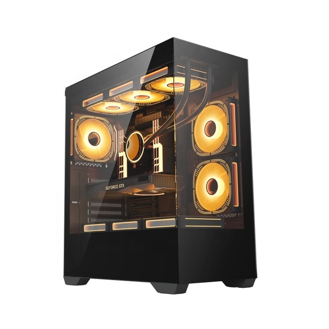 ATX Tower PC Gaming Case Fast Detach Full Glass Side Board Without Screwsl, 360mm Radiator Support Computer Case Black