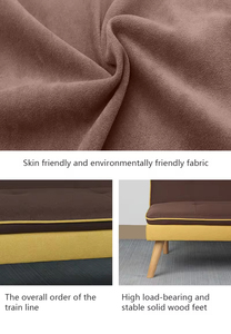 Hot Sale Modern Convertible <b>Sofa</b> Bed Brown and Blue Linen Fabric 3 Seater Folding Couch for Living Room <b>Bedroom</b> <b>Small</b> Apartment - Product Image 5