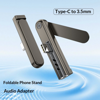 Adaptateur USB C vers prise casque 3,5 mm portable avec support pliable pour appareils mobiles, adaptateur audio pour téléphone portable, puces DAC numériques