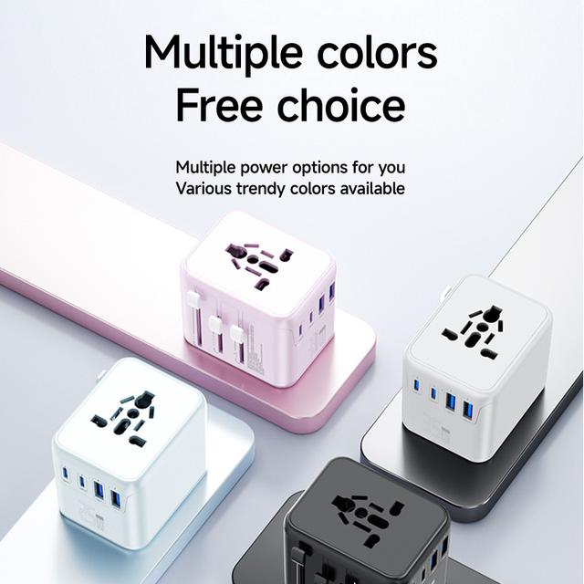 Ultra Compact 45W GaN Universal Travel Charger Multi-port 2USB-C 2USB-A 2500W 100-250V with GaN Temp Control Chip Adapters