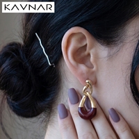 Boucles d'oreilles KAVNAR en laiton plaqué or 14 carats, avec tige en argent 925, chaîne irrégulière et émail pour femmes