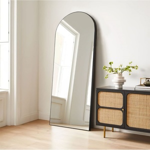 Custom Size Full-Length Black Arched Dressing Mirror <b>Large</b> Gold Metal <b>Framed</b> Floor Wall Mounted Glass for Decorative Use - Product Image 2