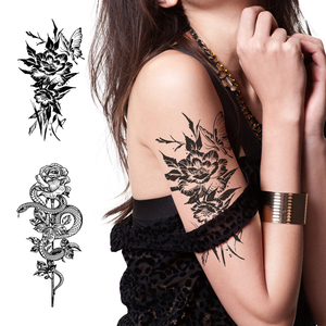 Nuevo jugo de hierbas pegatinas de tatuaje semipermanentes <span class=keywords><strong>brazo</strong></span> pequeño impermeable e inofensivo impreso <span class=keywords><strong>en</strong></span> papel blanco para aplicación corporal - Product Image 1